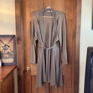 LOGO Lounge by Lori Goldstein Chiffon Cascade Cardigan with Tie Detail 3X